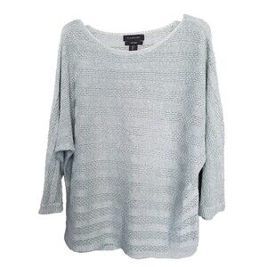 Tahari Sage Green 100% Linen Open Knit Dolman Sleeve Sweater Tunic Size Large